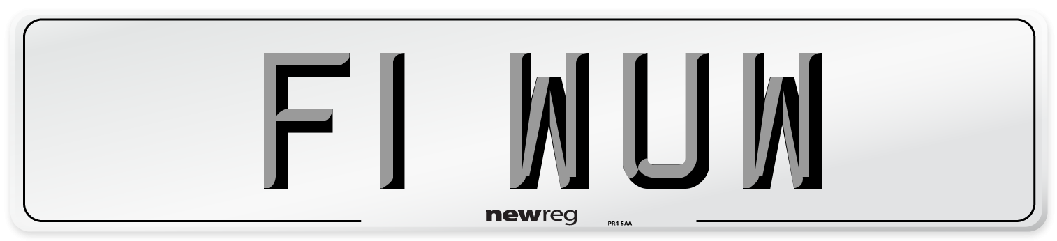 F1 WUW Number Plate from New Reg